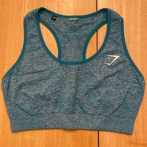 Gymshark small, mottled turquoise sports bra.